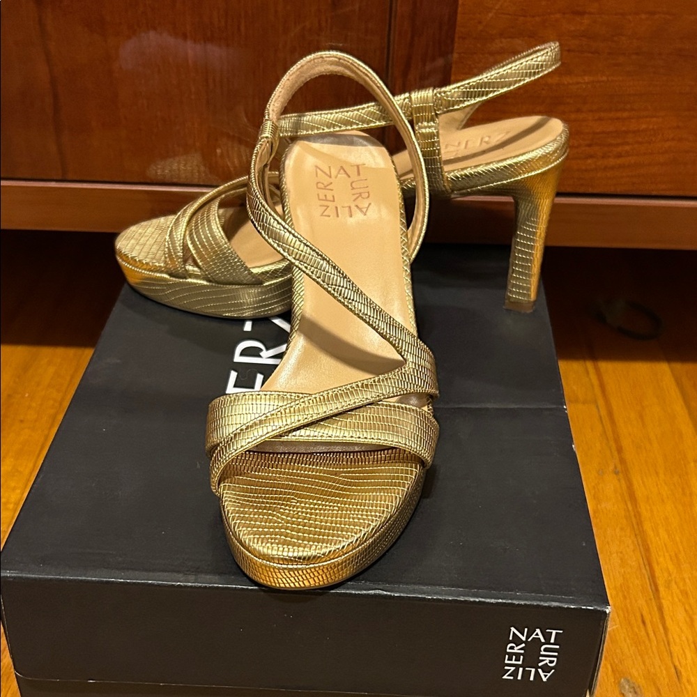 Naturalizer Abby Gold Strappy Heels for Women